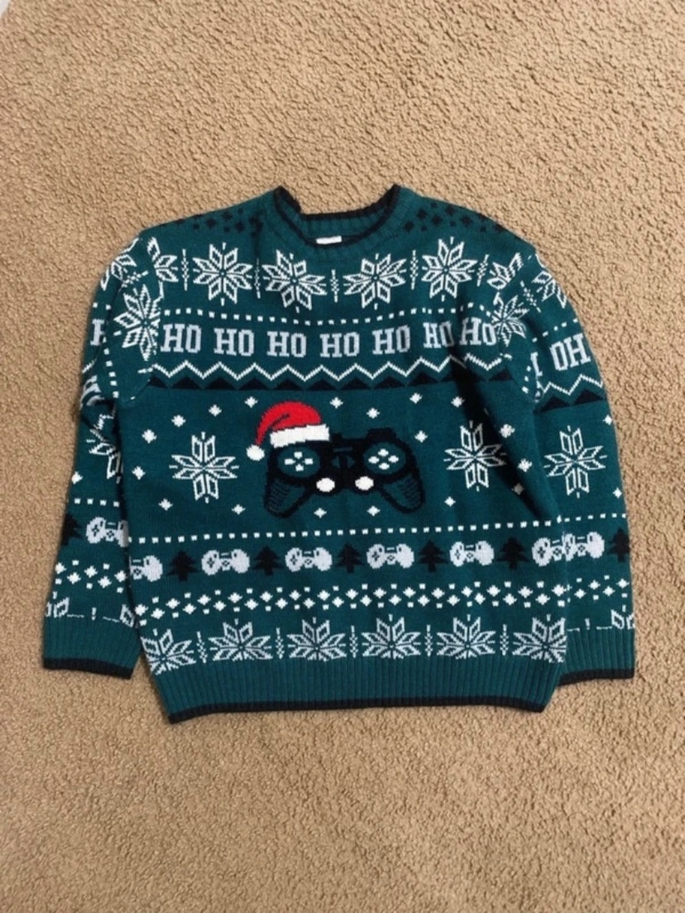 Holiday Time Youth Green Gaming Christmas Sweater